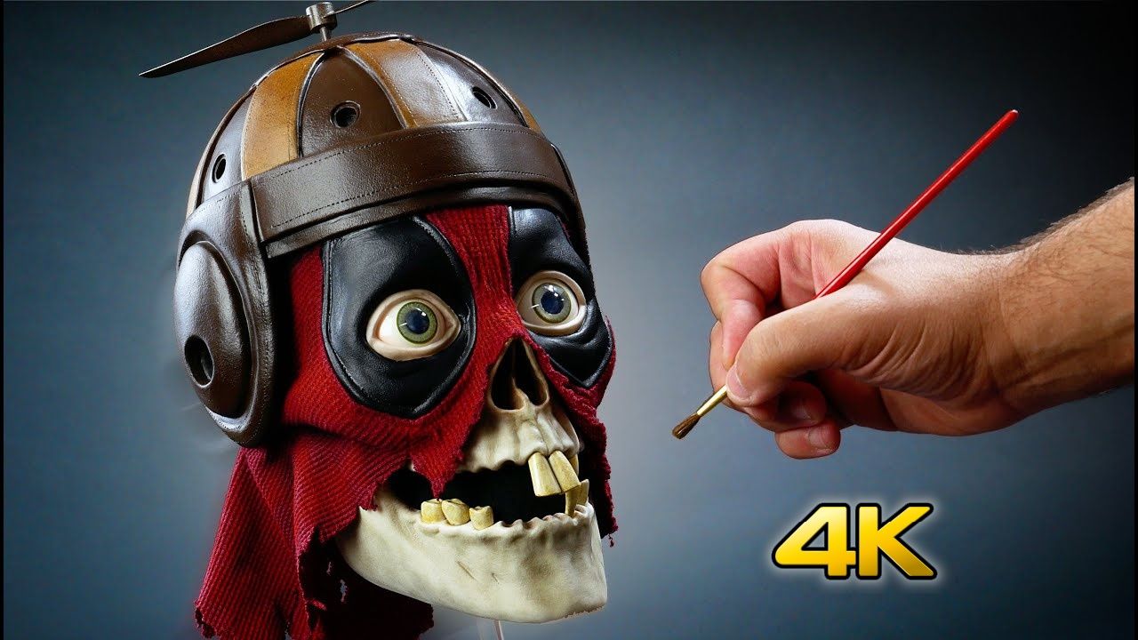 【4K】大佬制作《死侍与金刚狼》丧尸死侍 (Headpool) 头雕 | 作者：Steven Ric