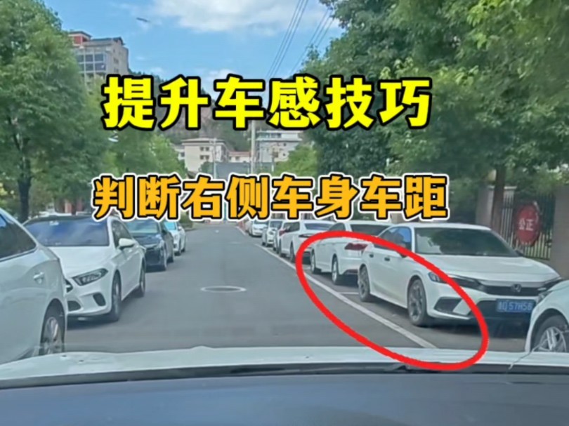 提升车感驾驶技巧，新手坐在车内轻松判断右侧车距，简单易懂