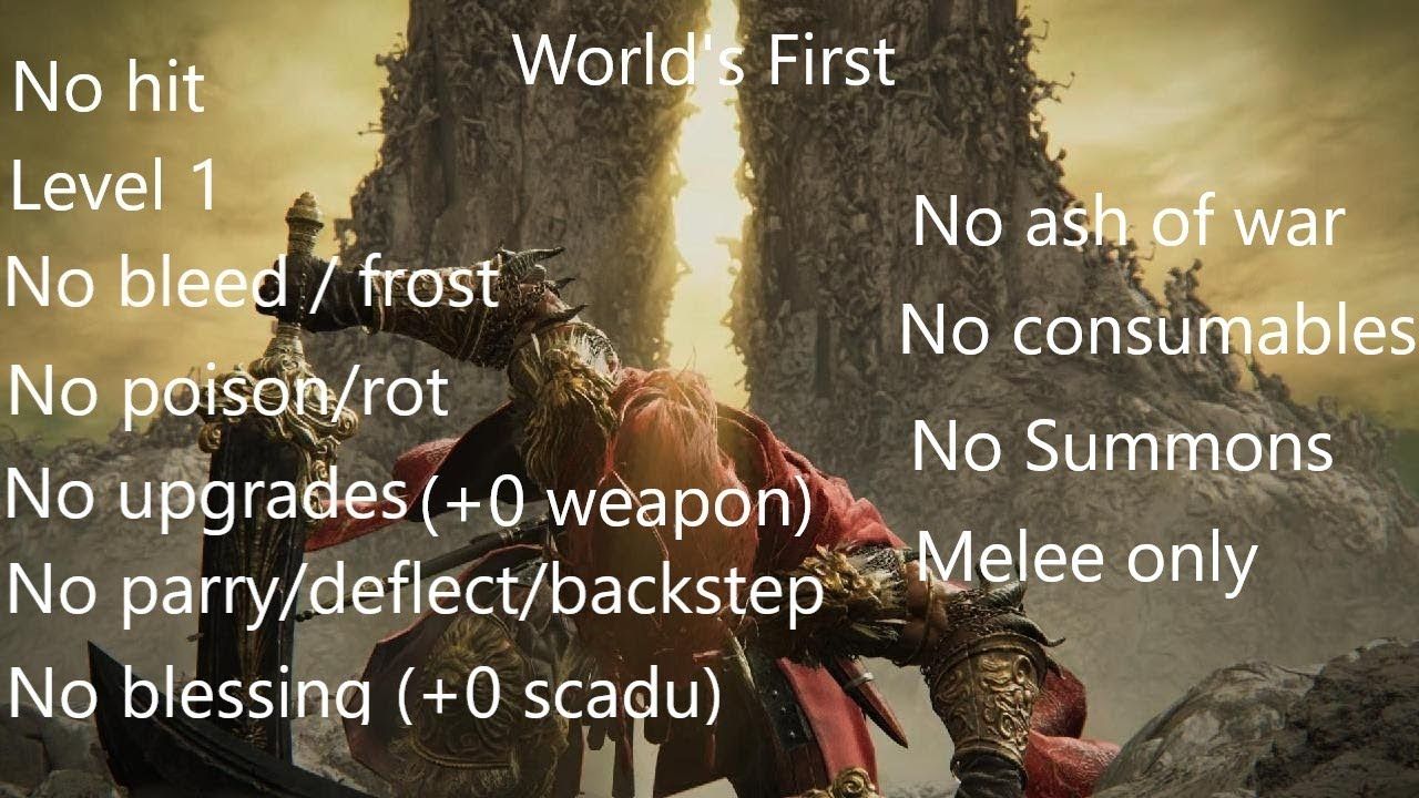 法环：1+0无庇佑无战技无弹无后撤王拉塔恩（但开了韧性显示）