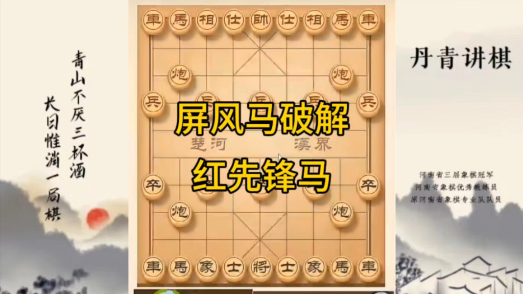 河南省冠军黄丹青讲棋，象棋怎么学，象棋教学，屏风马破解红先锋马，讲解棋理，系统学习象棋。