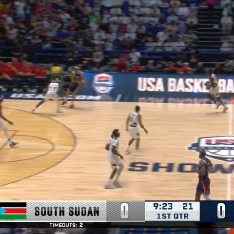 【詹姆斯对阵南苏丹集锦】本场比赛，詹姆斯出战23分钟，砍下25分7篮板6助攻决胜时刻，詹姆斯上篮准绝