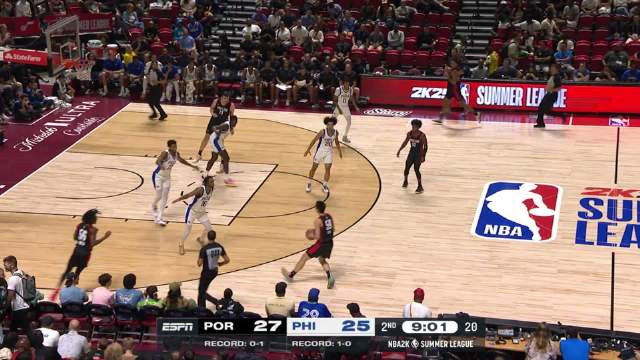 替补登场就助队反超比分！崔永熙次节回来飙中底角三分助队反超，追身飙中45度角空位三分！随后开拓者耐心