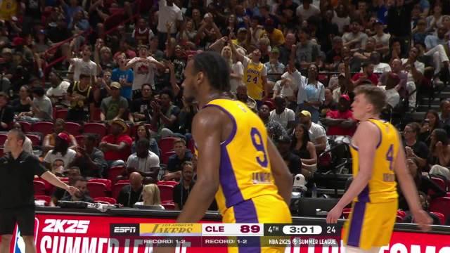 布朗尼出战25分钟，10中5，三分3中1，拿到13分5篮板3助攻2封盖！帮助湖人战胜骑士，取得夏季联