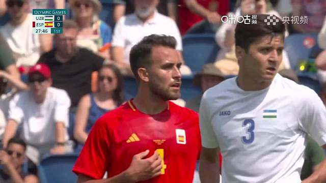 本届巴黎奥运会足球赛首球！费尔明犀利突破造任意球，鲁伊斯助攻普比尔破门！