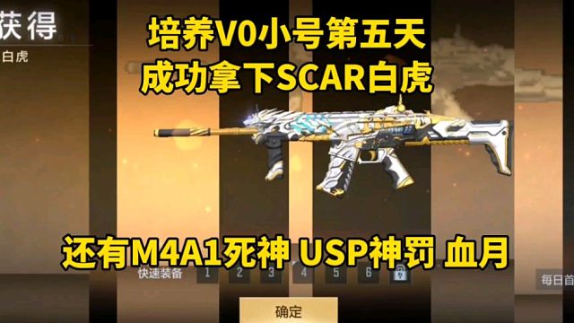 V0小号第五天拿下SCAR白虎，还有死神血月神罚！