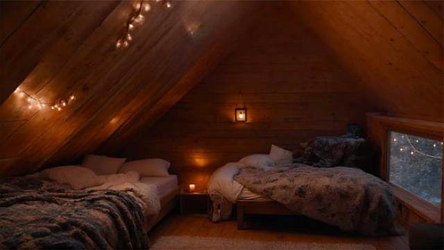 暴风雪之夜，阁楼窗上结起冰霜，在这个舒适小屋里放松入眠吧！ #白噪音 #助眠声音 #助眠视频