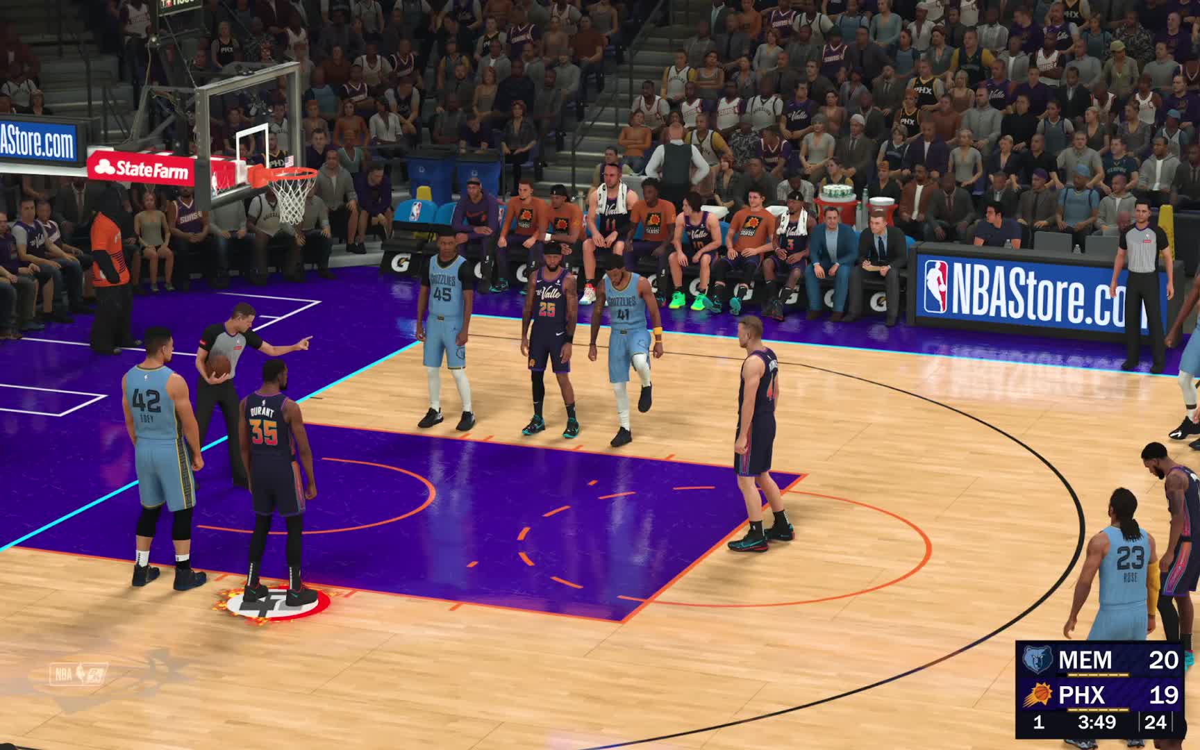 第一赛季-附加赛 西区第八名排位战 灰熊vs太阳 55-60 上半场