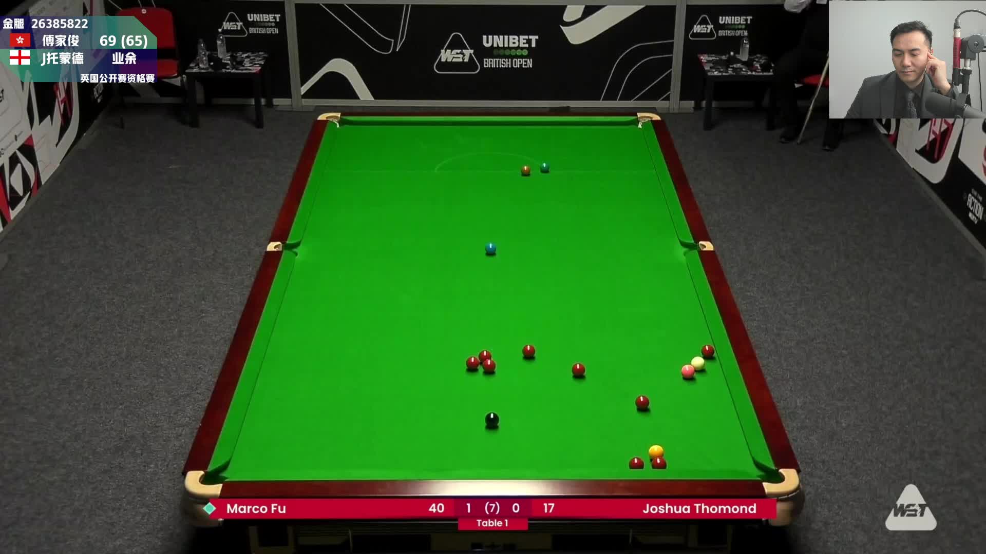 傅家俊vs索蒙德 2024斯诺克英国公开赛资格赛 主舞台 金腿