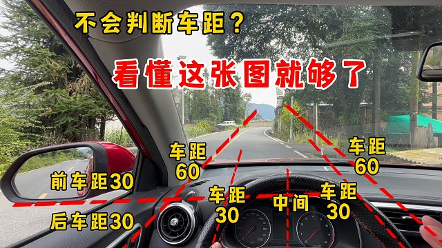 开车没有车感，不会判断车距，看懂这张图就够了
