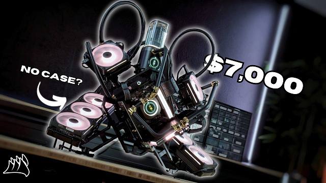 【4K】海盗船全家桶开放式分体水冷电脑装机 RTX 4090+R9 7950X3D | 作者：Arc