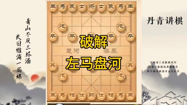 河南省冠军黄丹青讲棋，象棋怎么学，象棋教学，破解左马盘河，讲解棋理，系统学习象棋。