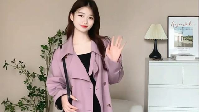 高级感紫色风衣