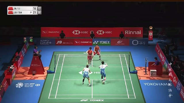 女双半决赛刘圣书/谭宁 21-16、21-19 贾一凡/李汶妹这个球是什么情况？是圣坛觉得贾一凡接发