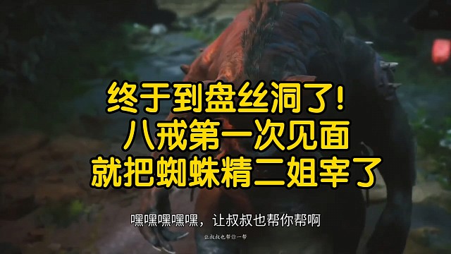 终于到盘丝洞了！八戒第一次见面就把蜘蛛精二姐给宰了，八戒也变成小小一只，太搞笑了！