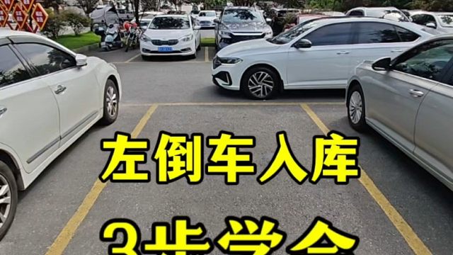 现实版左倒车入库，新手3步学会，简单易懂
