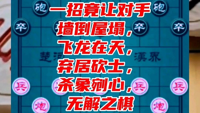一招竟让对手墙倒屋塌，飞龙在天，弃车砍士，杀象剜心，无解之棋
