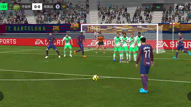 战术任意球 小斜线短传=再回做传球 打门