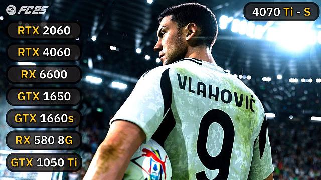 【4K60帧】EA Sports FC 25 | 八款显卡1080p-4K分辨率游戏测试 | 作者：