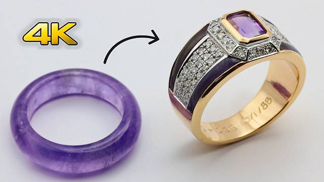 【4K】首饰匠人制作精美紫水晶18K金镶钻戒指 | 作者：Anif G