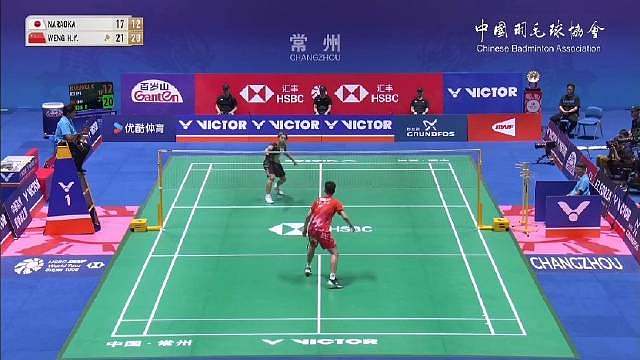 【】2024中国羽毛球公开赛男单决赛，翁泓阳2-0战胜日本选手奈良冈功大，夺得冠军！两局比分：21-