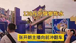 張開朗主播向前沖翻車:120斤大蟑螂炸水