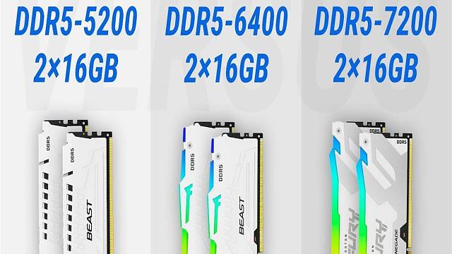 5200MHz CL36 vs 6400MHz CL32 vs 7200MHz CL38  游戏帧数