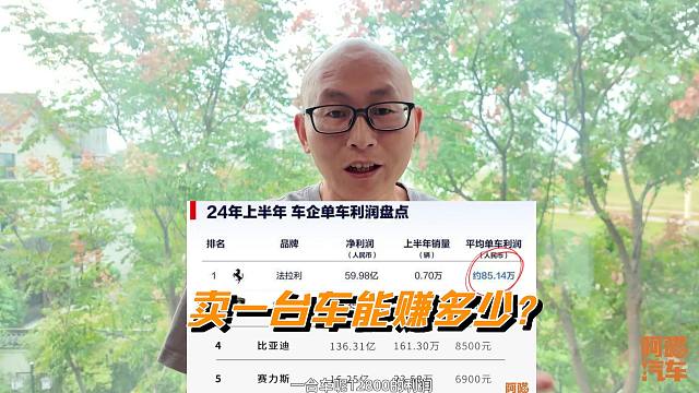 卖一台车能赚多少钱？比亚迪单车盈利仅8450元，而法拉利是85万