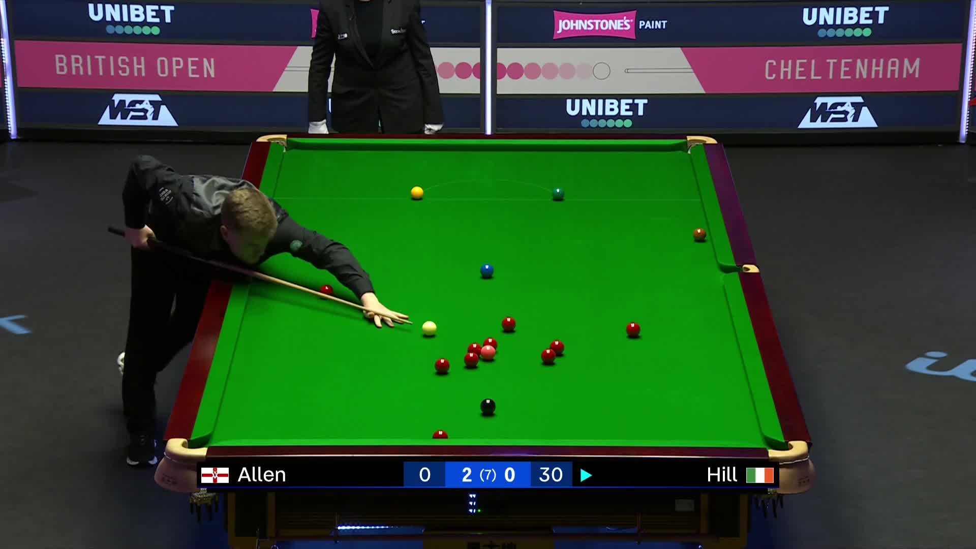  亚伦·希尔VS马克·艾伦2024斯诺克英国公开赛 清流