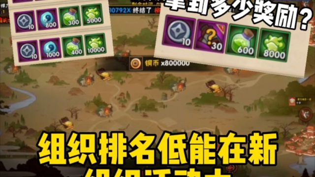 组织排名低的玩家！都能在最新的组织活动中拿到多少奖励？