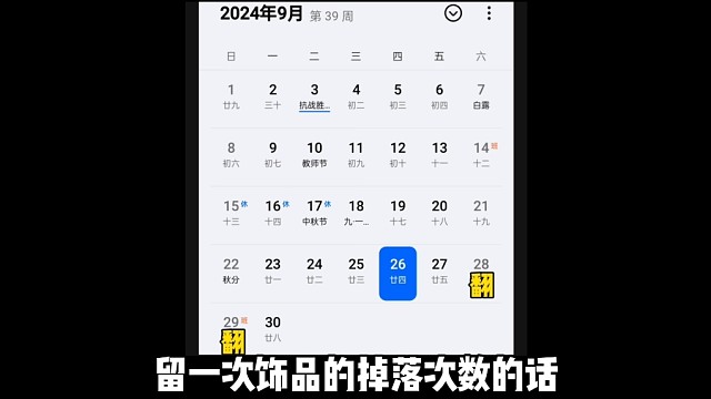 一则短消息！周四别忘了留一次饰品的掉落次数！