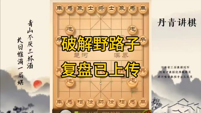 河南省冠军黄丹青讲棋，象棋怎么学，象棋教学，破解野路子，讲解棋理，系统学习象棋。