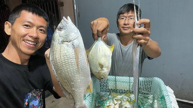 阿旺兄弟赶海运气爆棚，遇到金苍鲳鱼群，一条接一条，直接爆网了