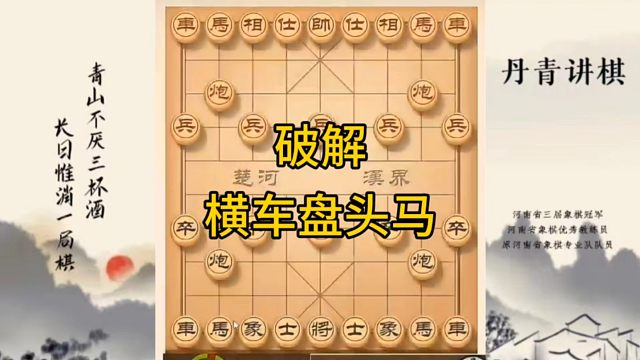 河南省冠军黄丹青讲棋，象棋怎么学，象棋教学，破解横车盘头马，讲解棋理，系统学习象棋。