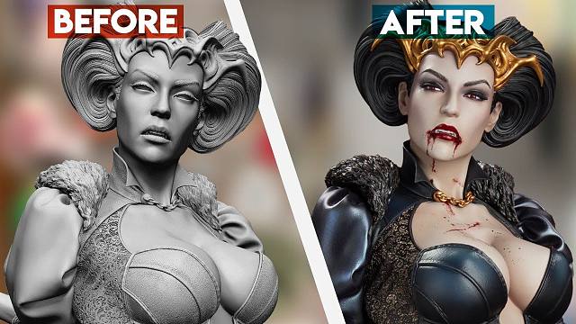 【4K】Sideshow职业画师涂装原创系列「吸血鬼的欲望」PF雕像 | 来源：Sideshow C