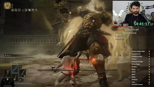 主播Ainrun挑战1血量/1专注值/1精力击败《黄金树幽影》拉塔恩