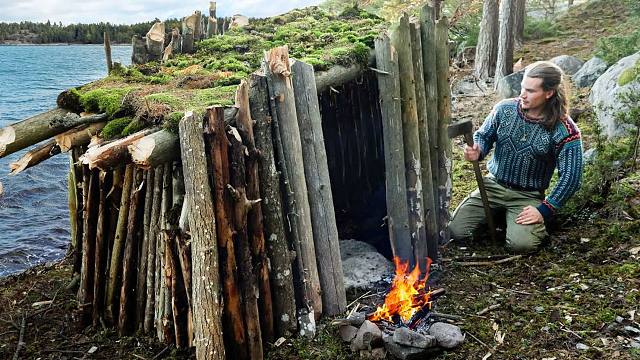 在海岛森林建造木棚庇护所，独自在里面冒险生存三天，享受快乐钓鱼生活