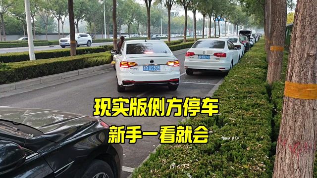 现实版侧方停车，新手一看就会，简单易懂技巧