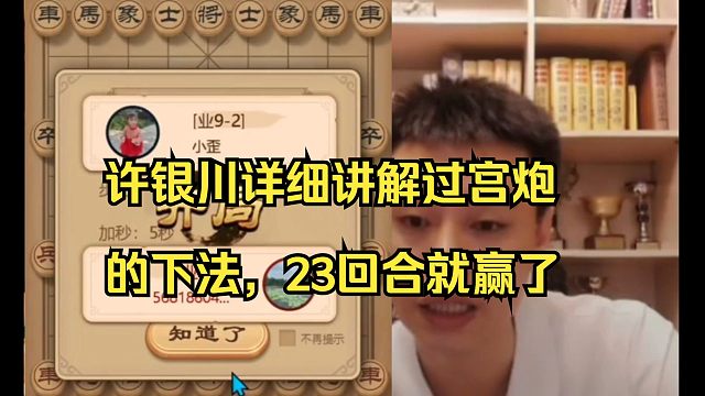 许银川详细讲解过宫炮的下法，23回合就赢了