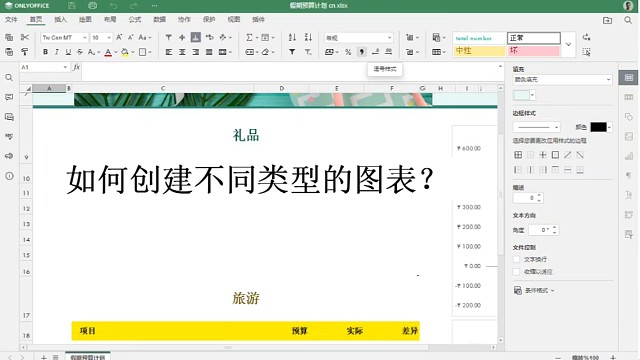 如何创建不同类型的图表？
