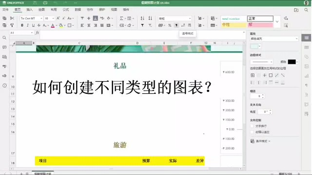 如何创建不同类型的图表？