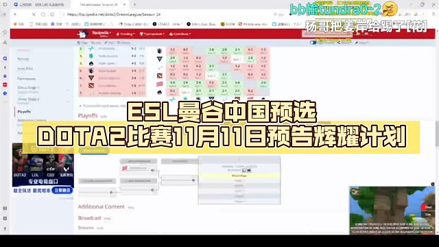 ESL曼谷中国预选DOTA2比赛11月11日预告辉耀计划