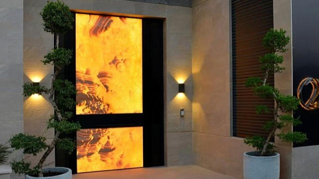 发光的奢石偏轴门你们见过吗?99%的人都会被惊艳#TINNO帝诺系统入户门 #别墅门 #上海 #系统