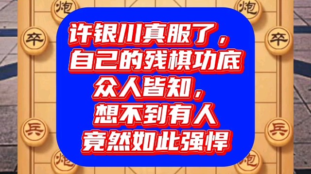 许银川真服了，自己的残棋功底众人皆知，想不到有人竟然如此强悍
