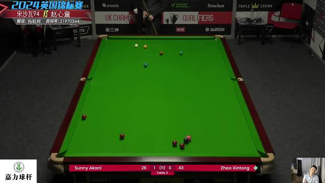 阿卡尼·宋沙瓦VS赵心童 2024斯诺克英国锦标赛 拖鞋辉解说 上半场