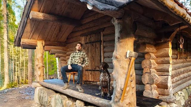 带着我的狗前往森林居住，我要为我的超级木屋，建造出奢华前廊！