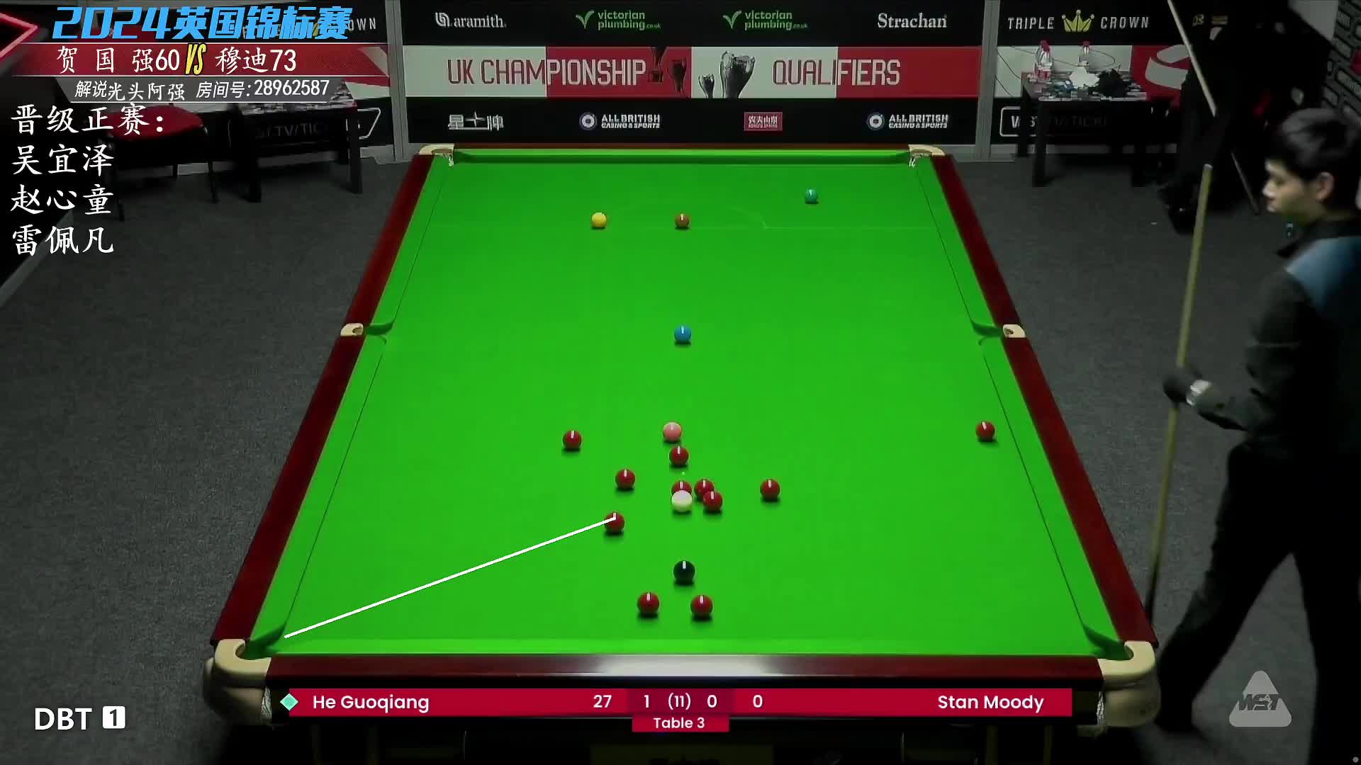 斯坦·穆迪VS贺国强 2024斯诺克英国锦标赛 光头强解说 上半场