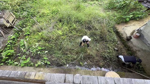 农村老房子清理院子