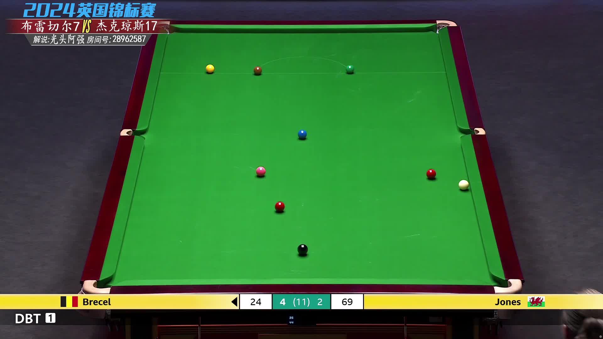 卢卡·布雷切尔VS杰克·琼斯 2024斯诺克英国锦标赛  光头阿强解说 下半场