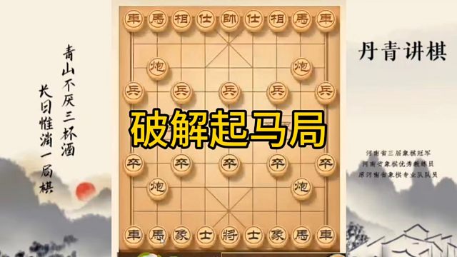河南省冠军黄丹青讲棋，象棋怎么学，象棋教学，破解起马局，讲解棋理，系统学习象棋。