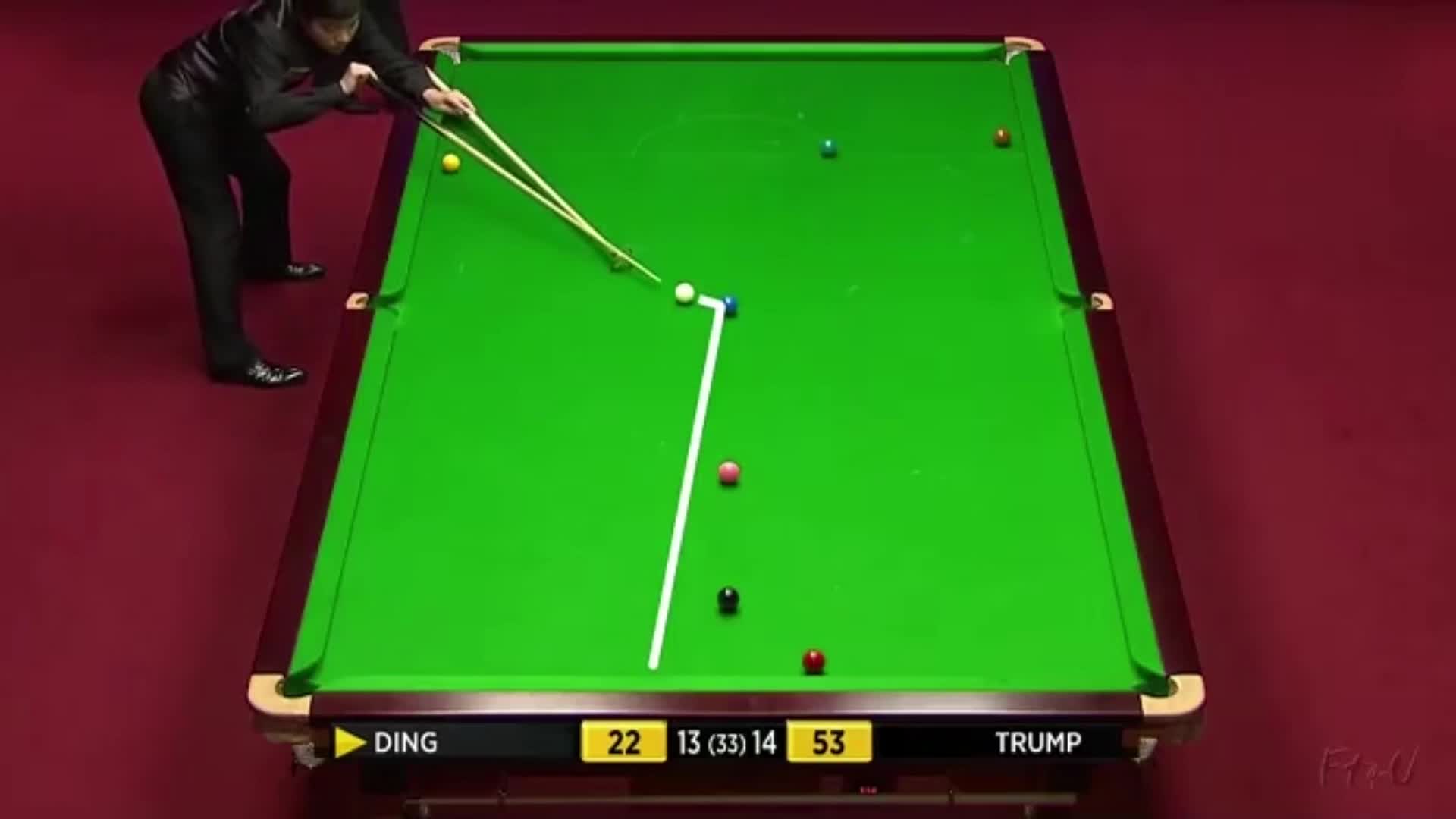 丁俊晖打出教科书一般经典轻弹，小特瞬间懵逼，勉为其难啊！